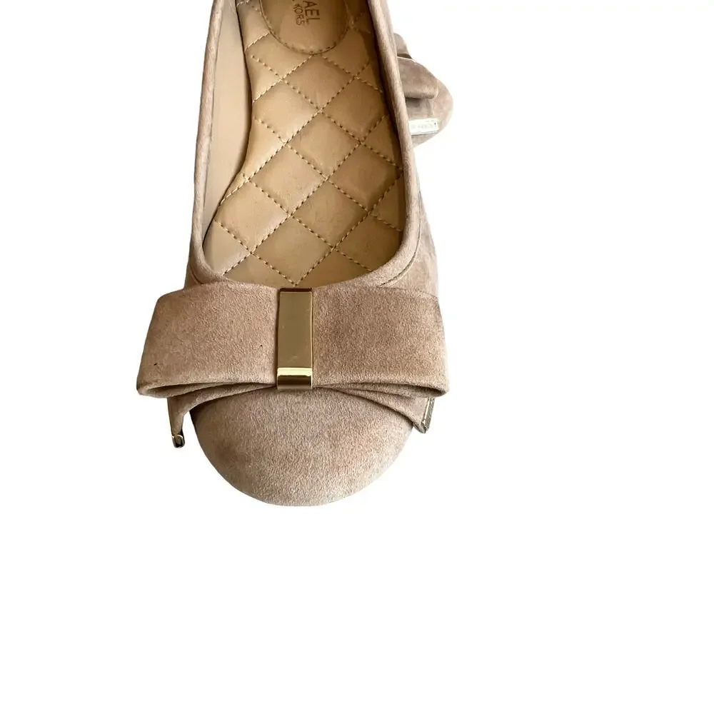 Michael Kors modest nude suede low heels bow detail 6